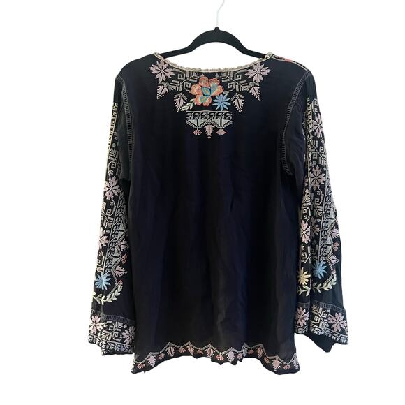 Johnny Was Dark Gray/Black Boho Riveda Embroidered Blouse Size S - Picture 2 of 7